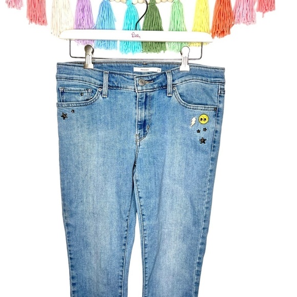 Levi’s 711 Skinny Embellished Lightning Bolt Star Light Wash Jeans Size 29 - Picture 16 of 17